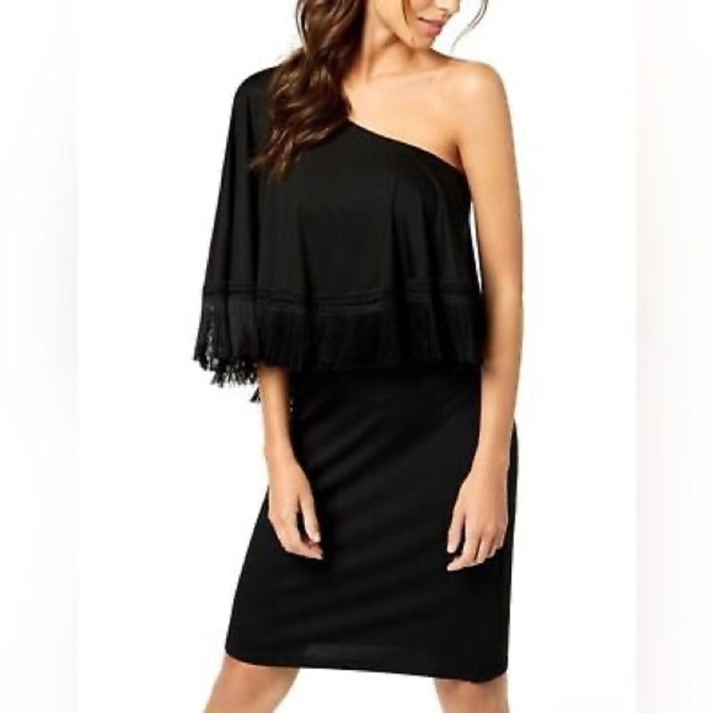 Trina‎ Turk- Black Asymmetrical One-Shoulder Cocktail Dress Size S
